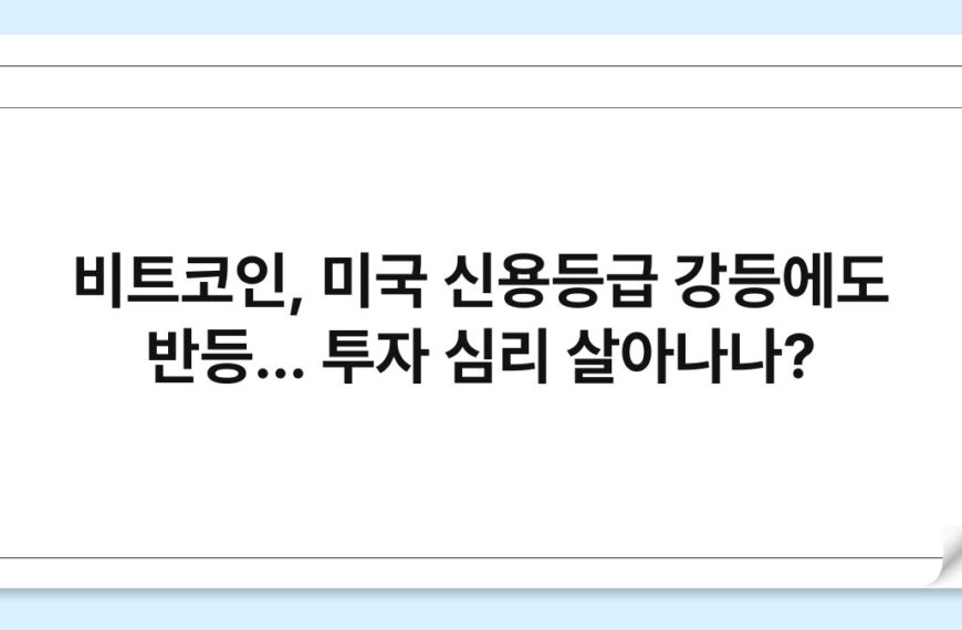 비트코인, 미국 신용등급 강등에도 반등 5
