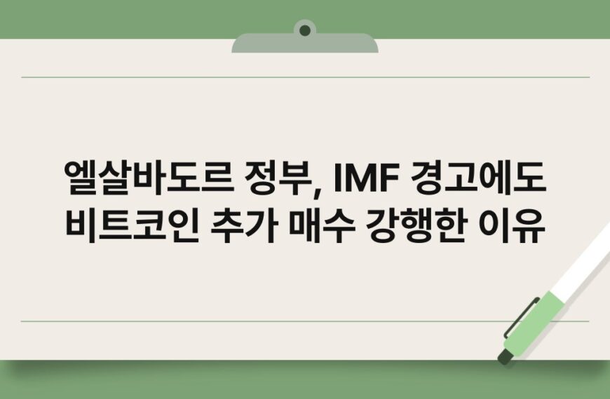 엘살바도르 정부, IMF 경고에도 비트코인 추가 매수 강행한 이유